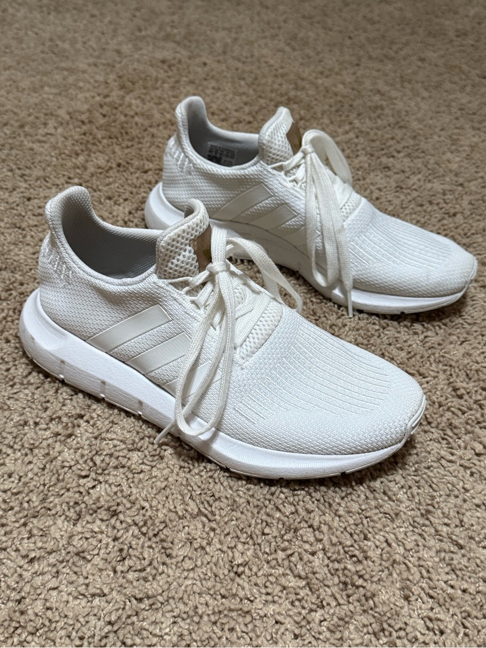 adidas White Knit Athletic Sneakers